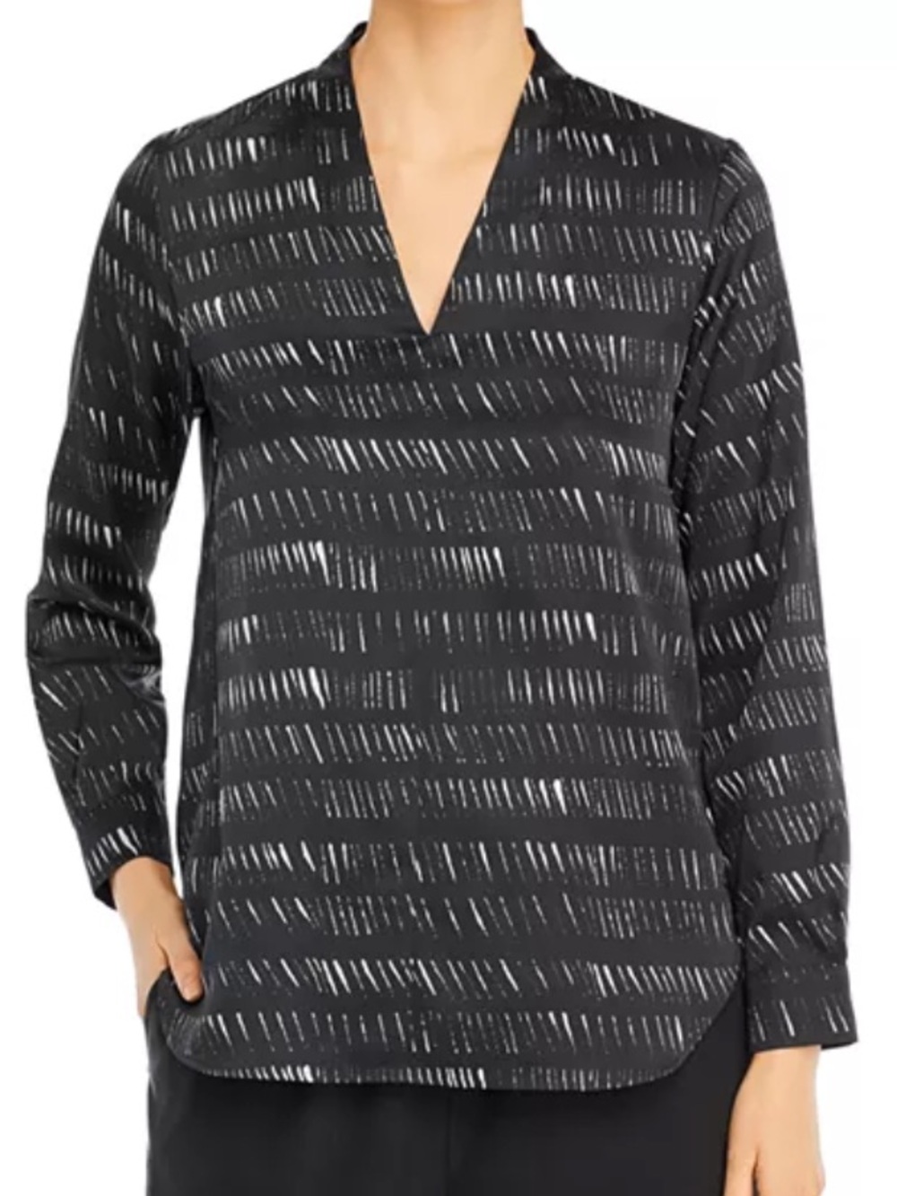 Eileen Fisher Silk  Patterned V-Neck Top